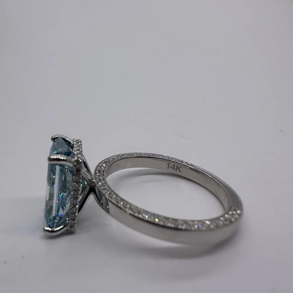 3.41 carat fancy vivid blue vvs2 radiant cut diamond engagement ring - Picture 8 of 12